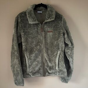 Columbia Plush Olive Green Zip-Up Fleece Jacket